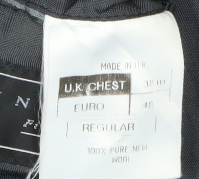 Pinstripe Men's Black Wool Blazer 38R Double-Breasted