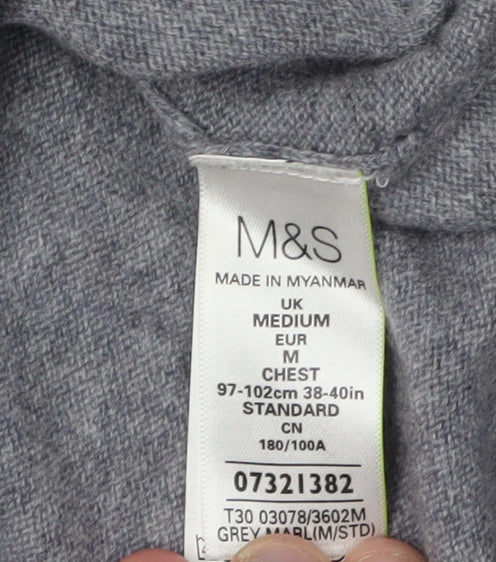 Marks and Spencer Men's Grey Wool Cashmere Pullover - M