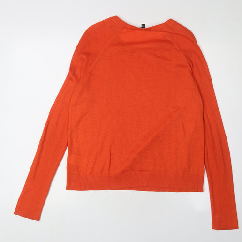 Warehouse Women's Orange Pullover Jumper UK 12