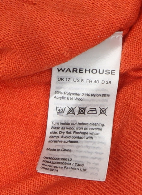 Warehouse Women's Orange Pullover Jumper UK 12