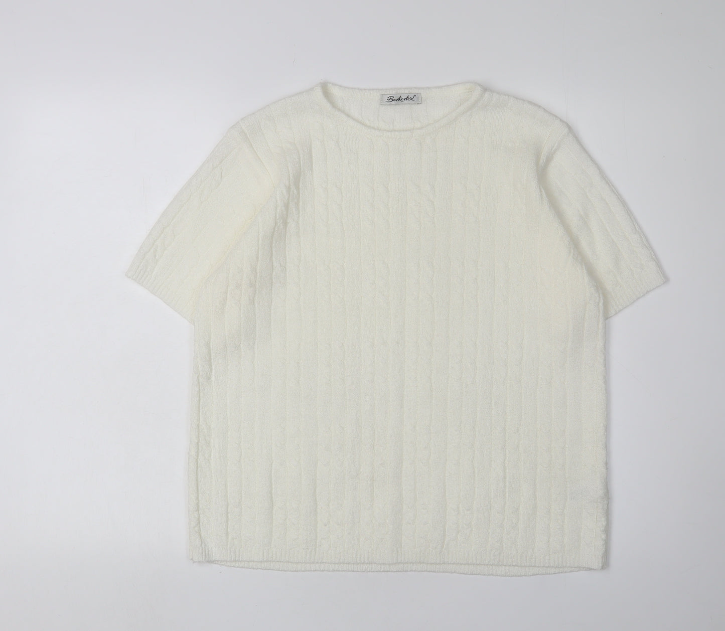 Berketex Women's White Cable Pullover Jumper Size 14