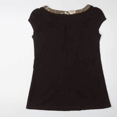 H&M Women's Black Sequin T-Shirt Size 14 Regular Fit