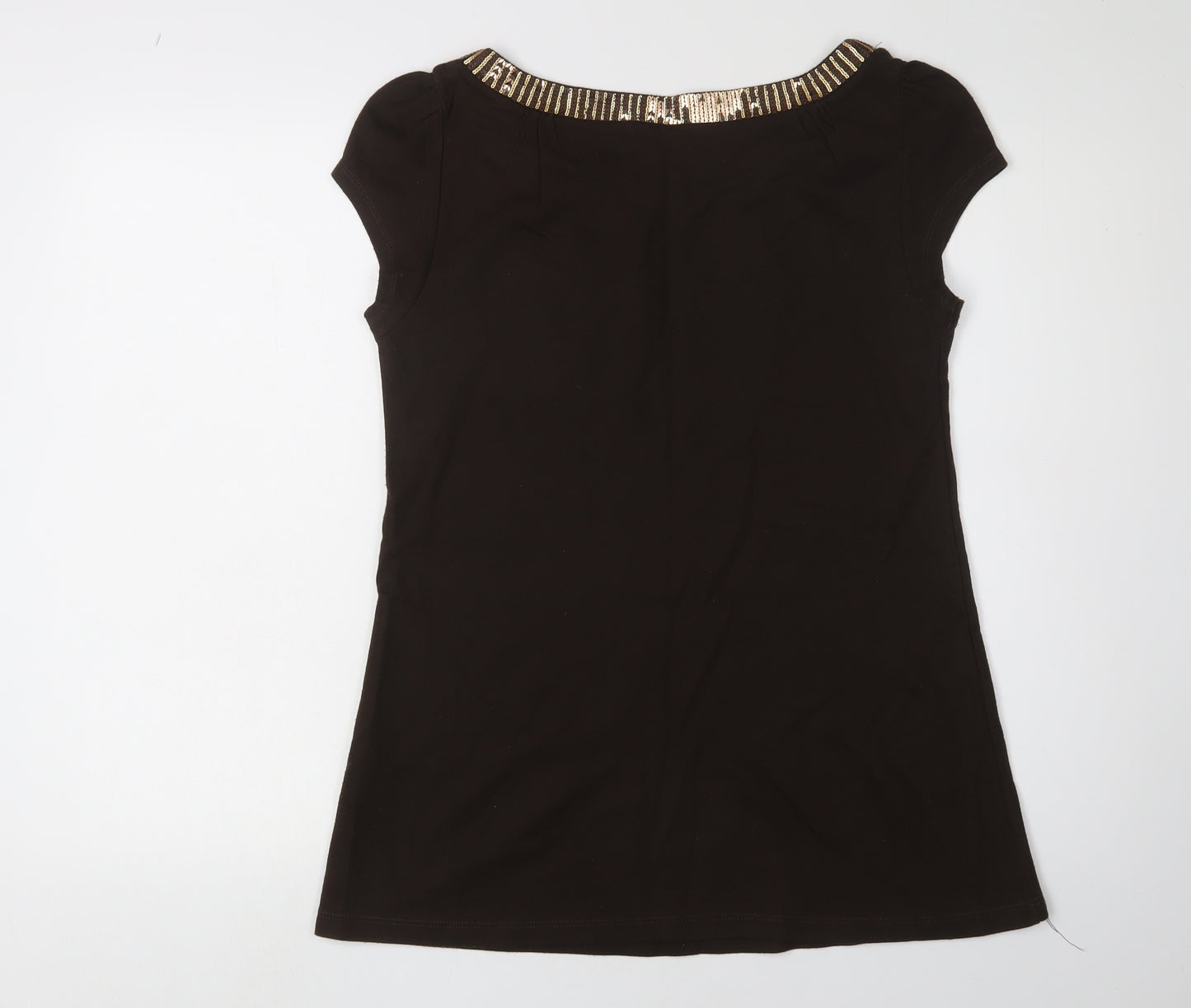 H&M Women's Black Sequin T-Shirt Size 14 Regular Fit