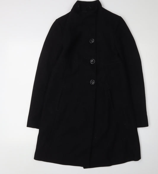 Benetton Women's Black Wool Overcoat - Size 10