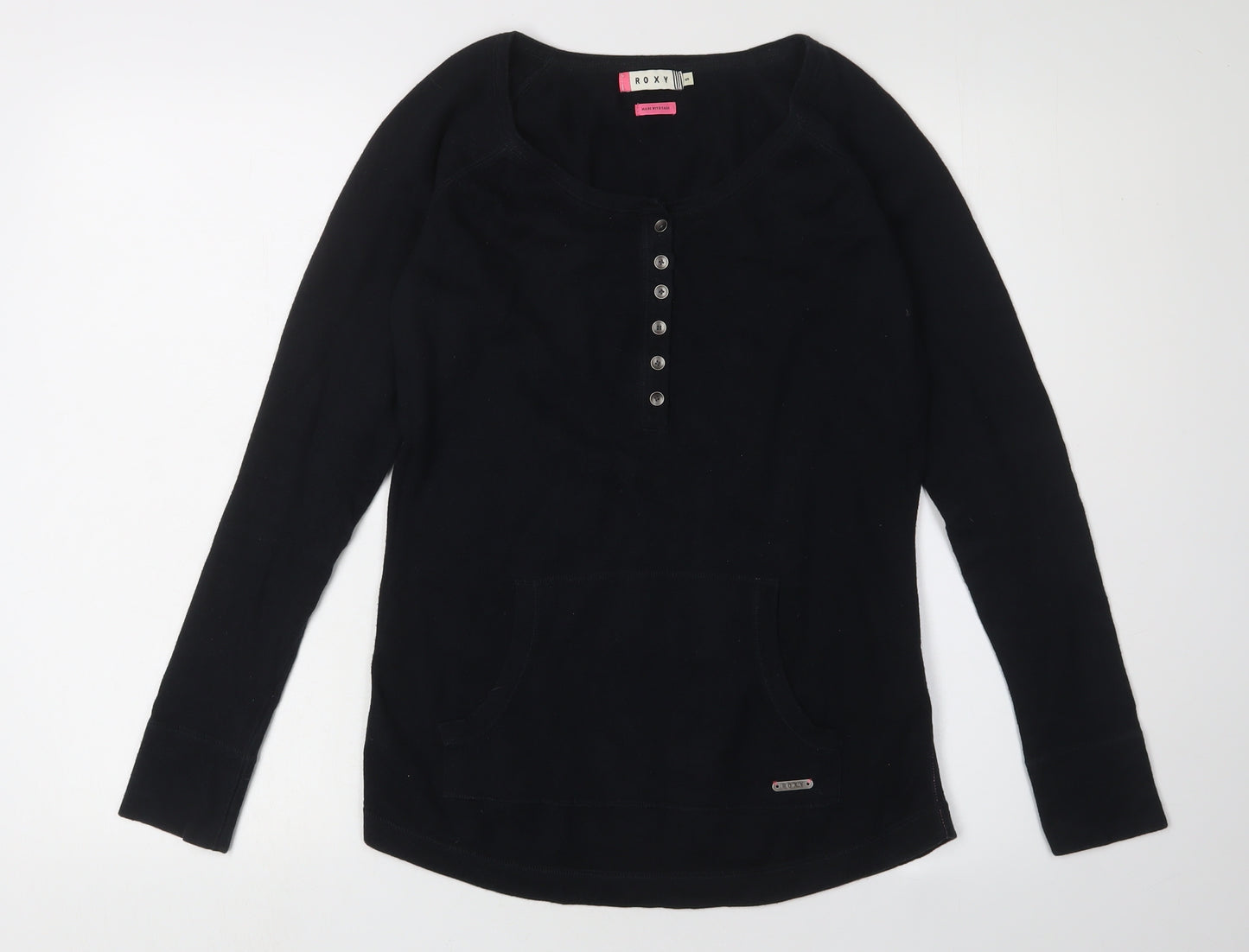 Roxy Women's Black Long Sleeve Knit Button-Up Top