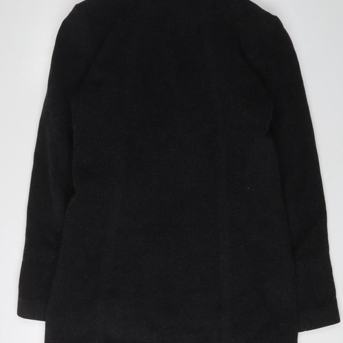 Topshop Women's Black Hooded Coat Size 12 - Winter Essential