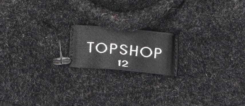 Topshop Women's Black Hooded Coat Size 12 - Winter Essential