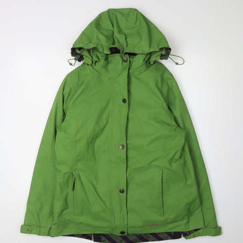 Joules Women's Green Rain Coat Jacket Size 12 - Stylish & Functional