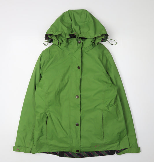 Joules Women's Green Rain Coat Jacket Size 12 - Stylish & Functional