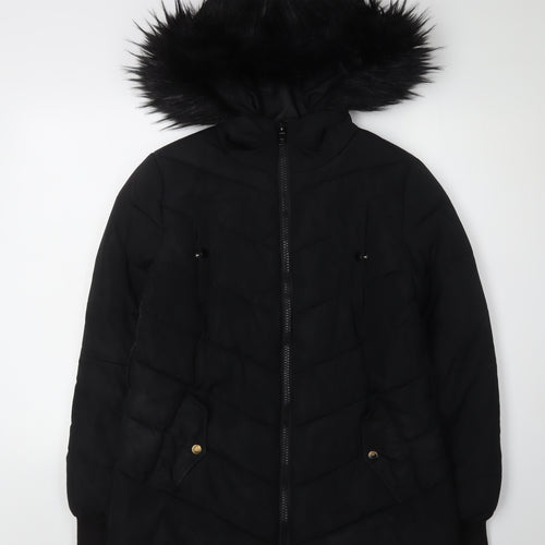 Miss Selfridge Women's Black Puffer Jacket Size 10