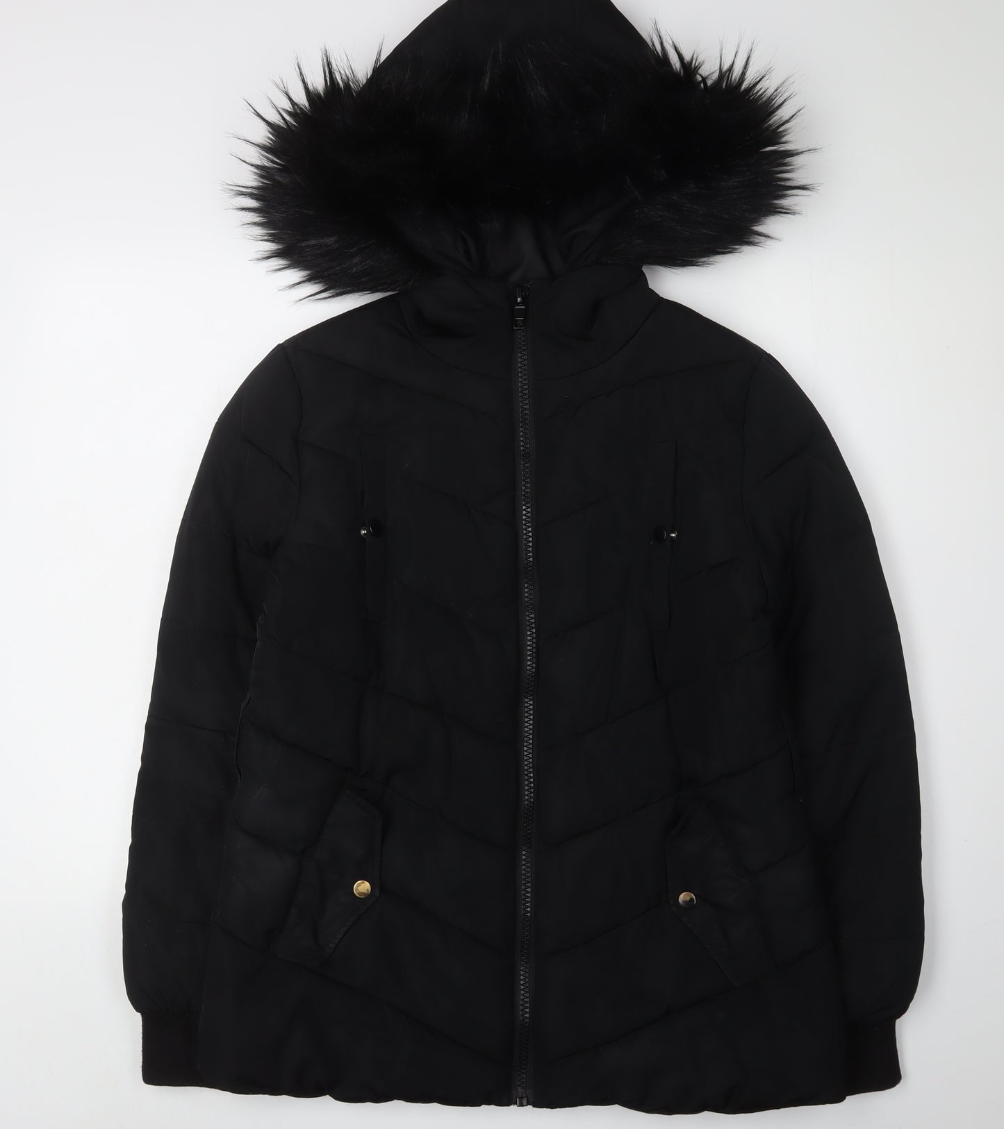 Miss Selfridge Women's Black Puffer Jacket Size 10