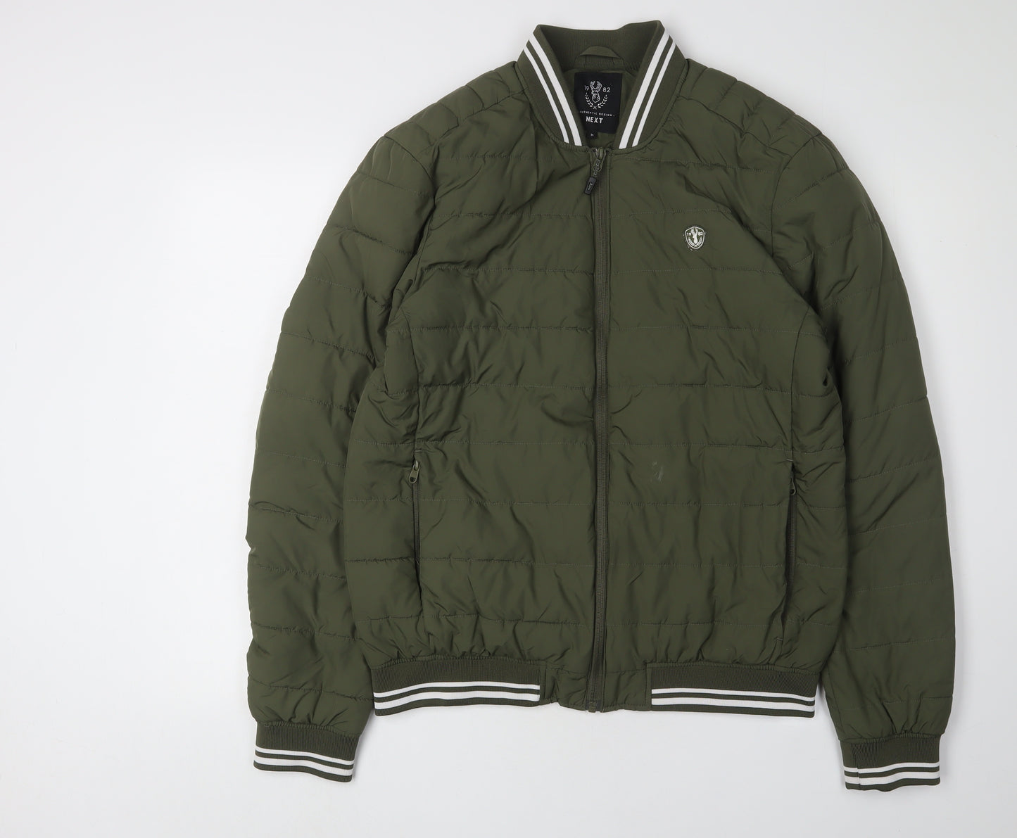Next Men's Green Bomber Jacket, M, Polyester, Casual