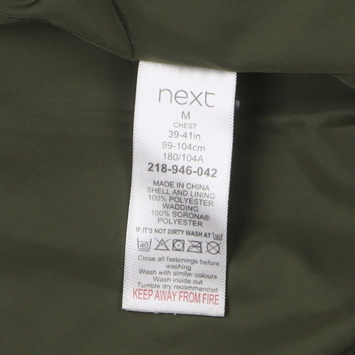 Next Men's Green Bomber Jacket, M, Polyester, Casual