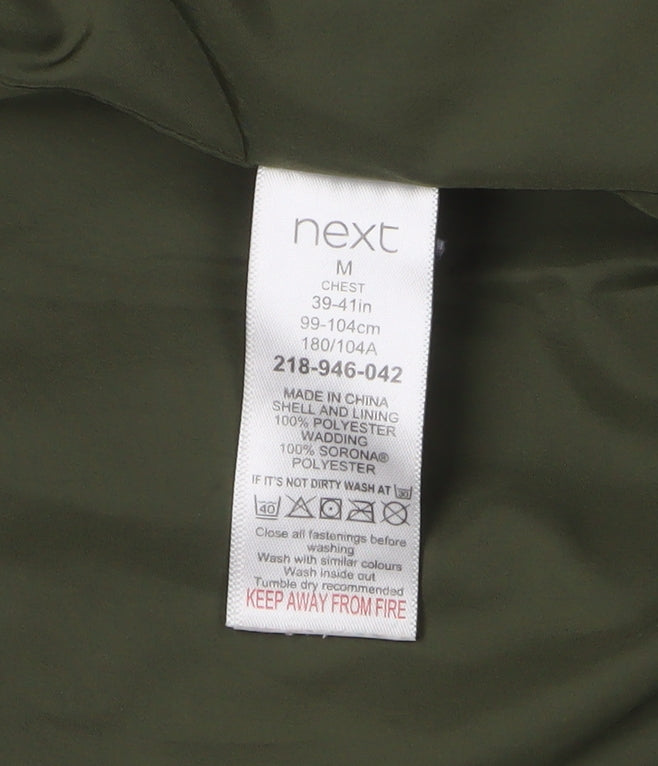 Next Men's Green Bomber Jacket, M, Polyester, Casual