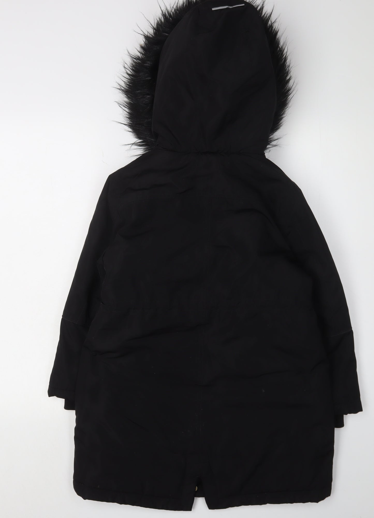 Next Girls Black Parka Coat 7 Years Hooded Lined