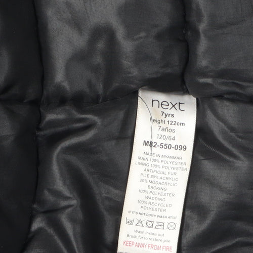 Next Girls Black Parka Coat 7 Years Hooded Lined