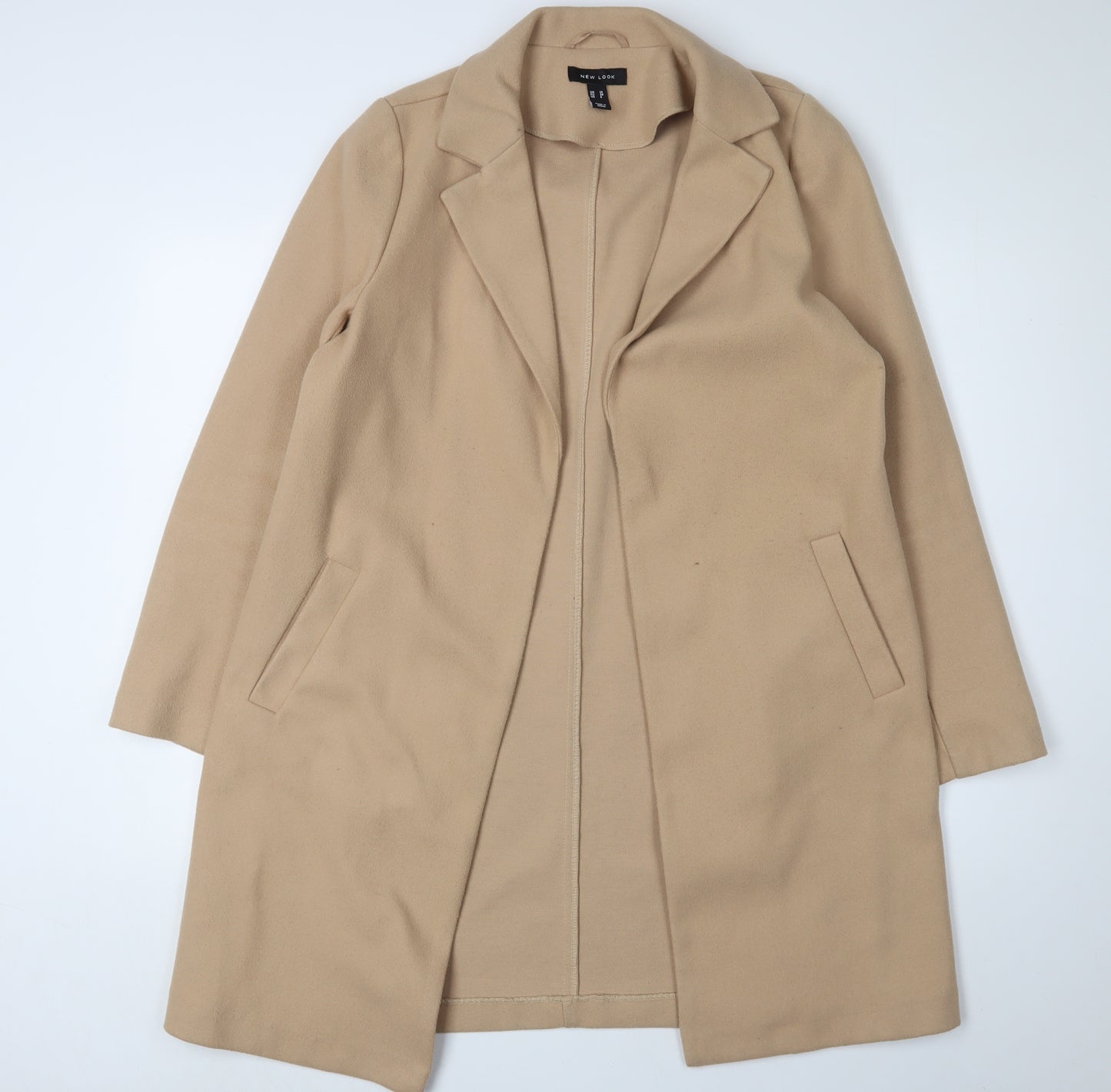 New Look Women's Beige Long Overcoat - Size 10