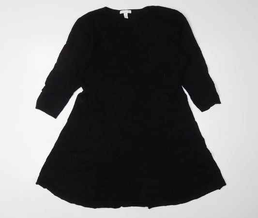 H&M Women's Black Shift Dress, Size L, 3/4 Sleeve