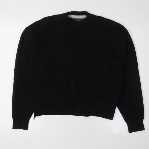 Zara Women's Black Knit Jumper, Size S, Crew Neck