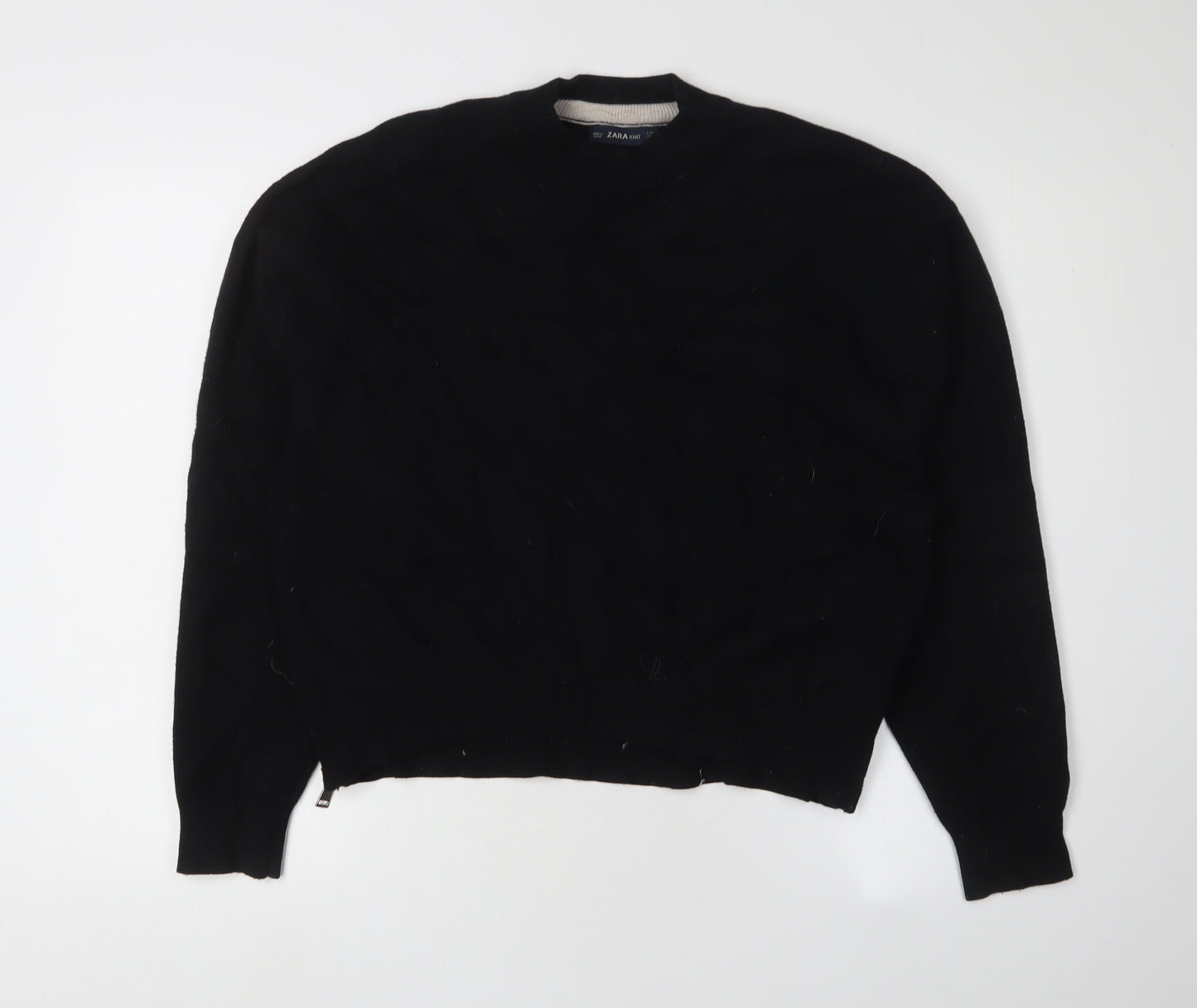 Zara Women's Black Knit Jumper, Size S, Crew Neck