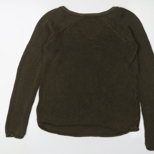 H&M Women's Green V-Neck Knit Pullover Jumper XS