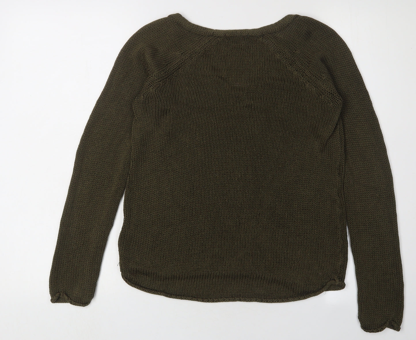 H&M Women's Green V-Neck Knit Pullover Jumper XS