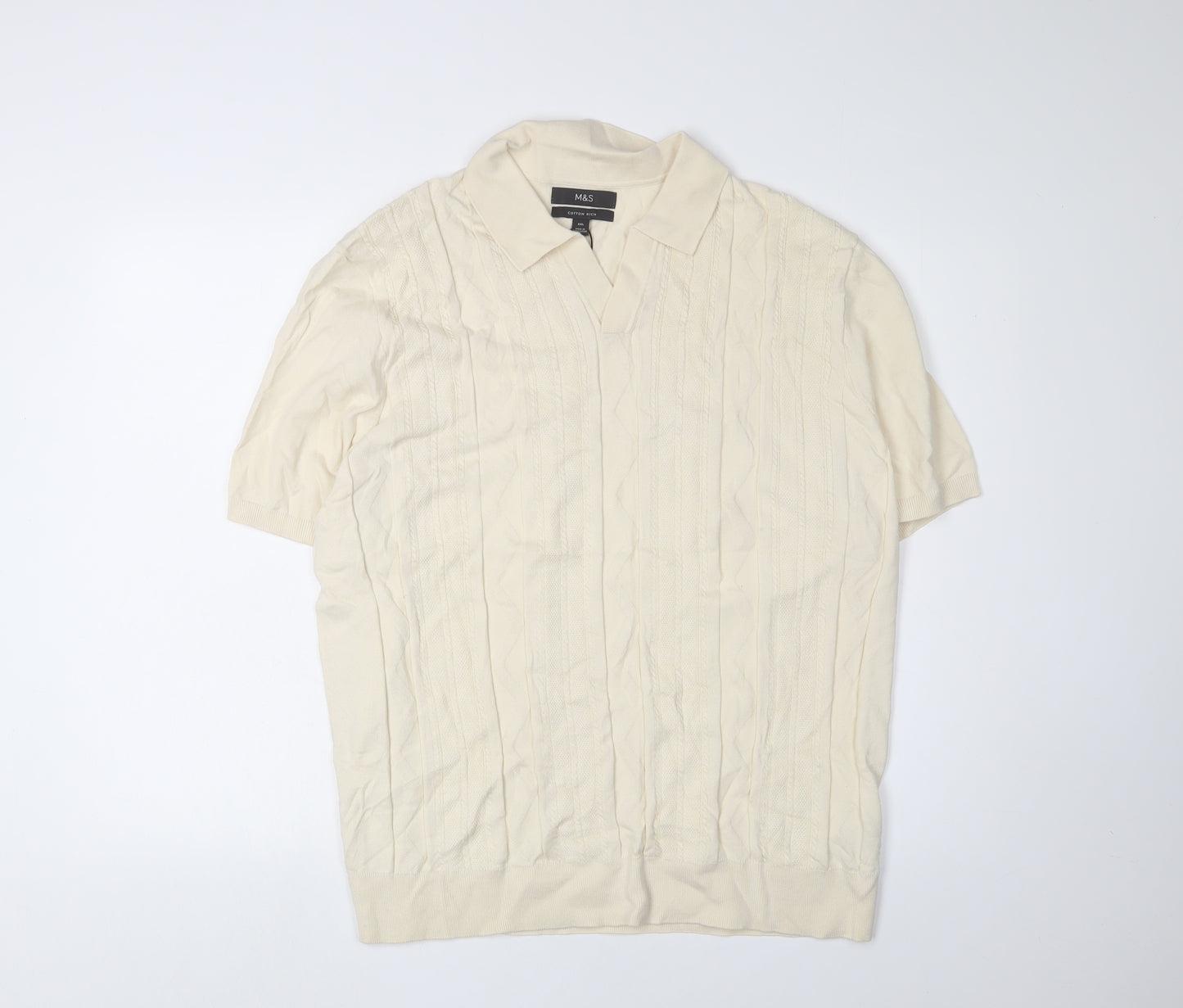 Marks and Spencer Men Beige 2XL Polo Shirt