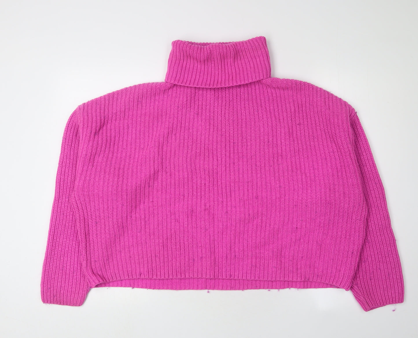 Zara Women's Pink Roll Neck Jumper, Medium, Acrylic