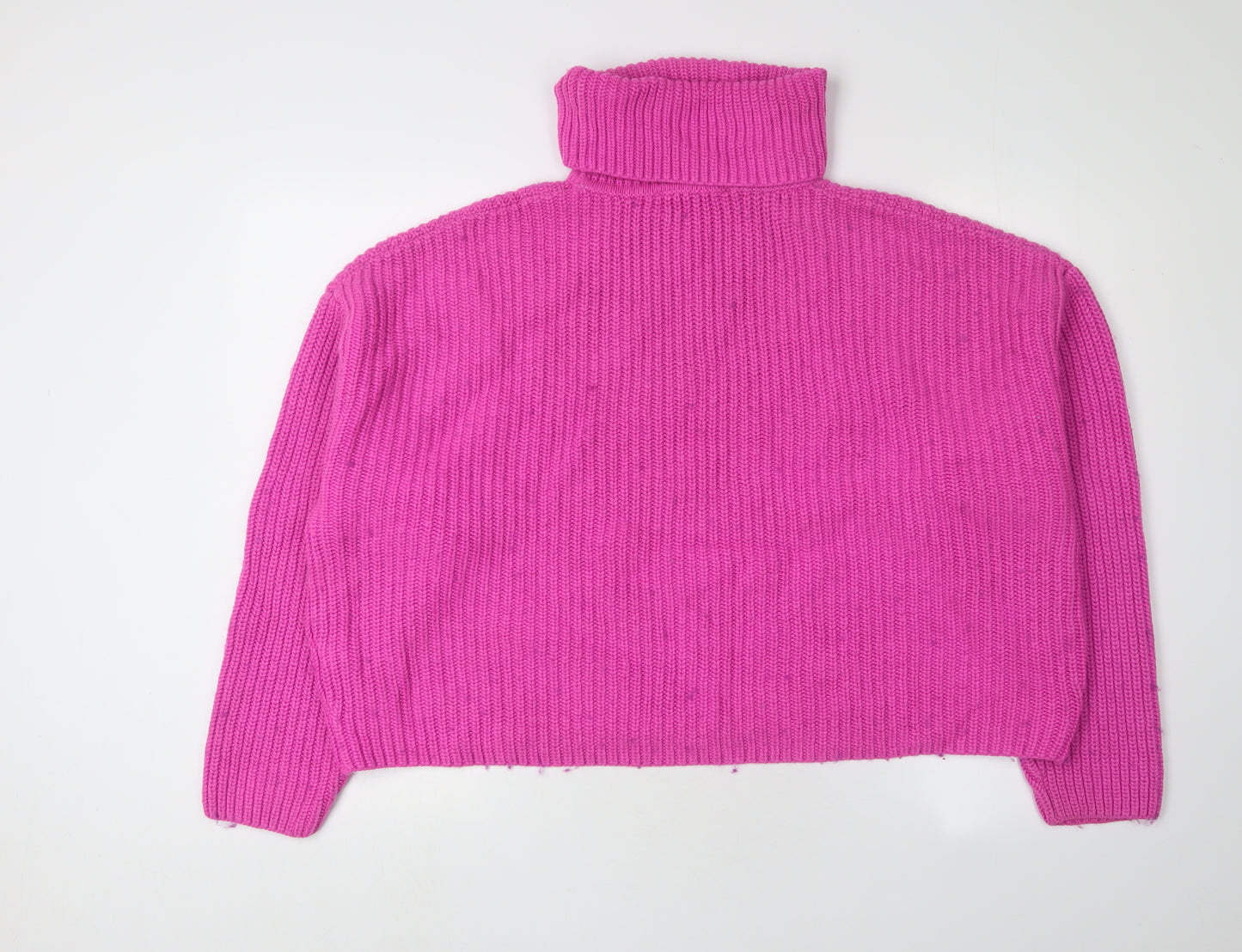 Zara Women's Pink Roll Neck Jumper, Medium, Acrylic