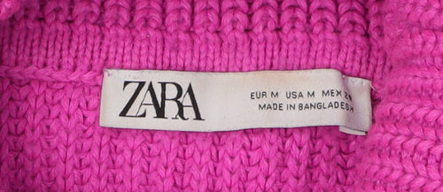 Zara Women's Pink Roll Neck Jumper, Medium, Acrylic