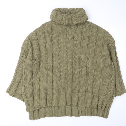 Zara Green Roll Neck Women's Jumper - Size S, Relaxed Fit