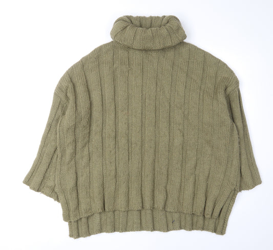 Zara Green Roll Neck Women's Jumper - Size S, Relaxed Fit