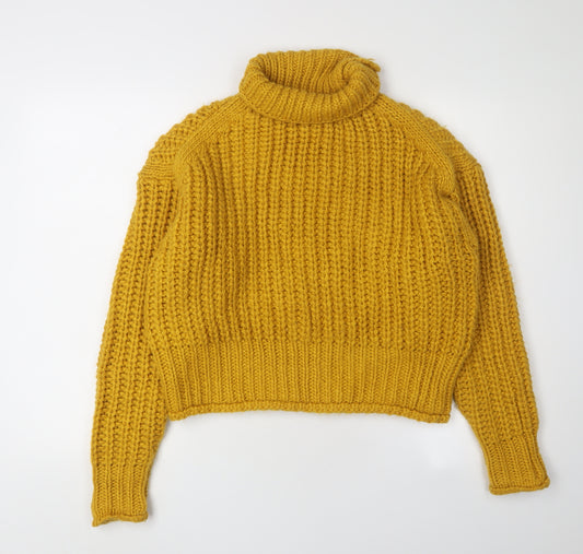 H&M Women's Yellow Roll Neck Jumper - XS