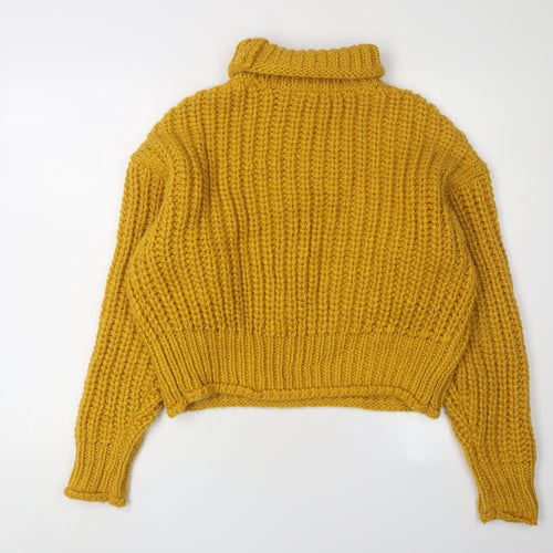 H&M Women's Yellow Roll Neck Jumper - XS