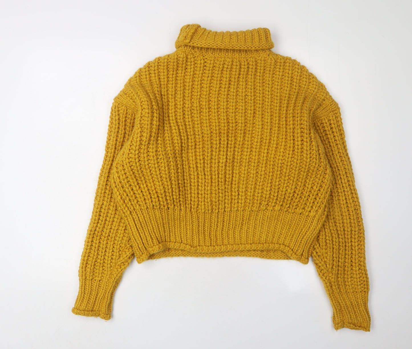 H&M Women's Yellow Roll Neck Jumper - XS