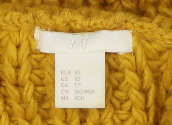 H&M Women's Yellow Roll Neck Jumper - XS