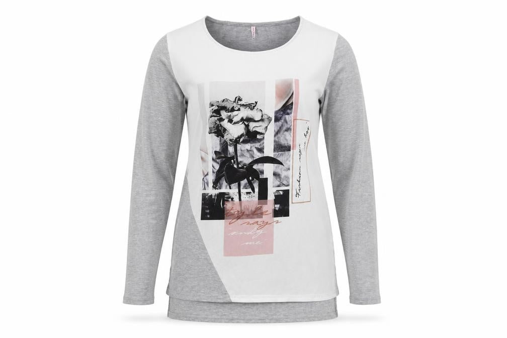 Front view of Rock&Rags Women’s Grey Basic T-Shirt, size S, Casual Top