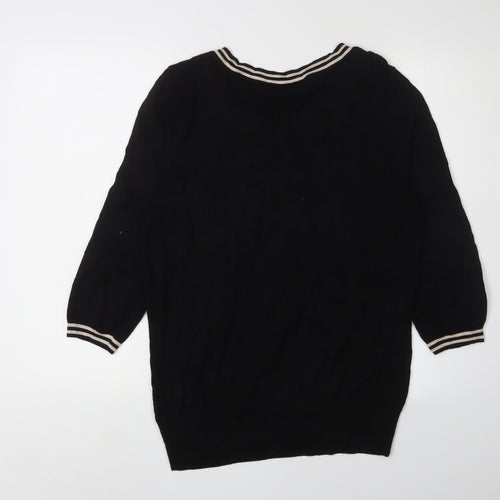 Wallis Women's Black Pullover Jumper, Size 16, 3/4 Sleeves