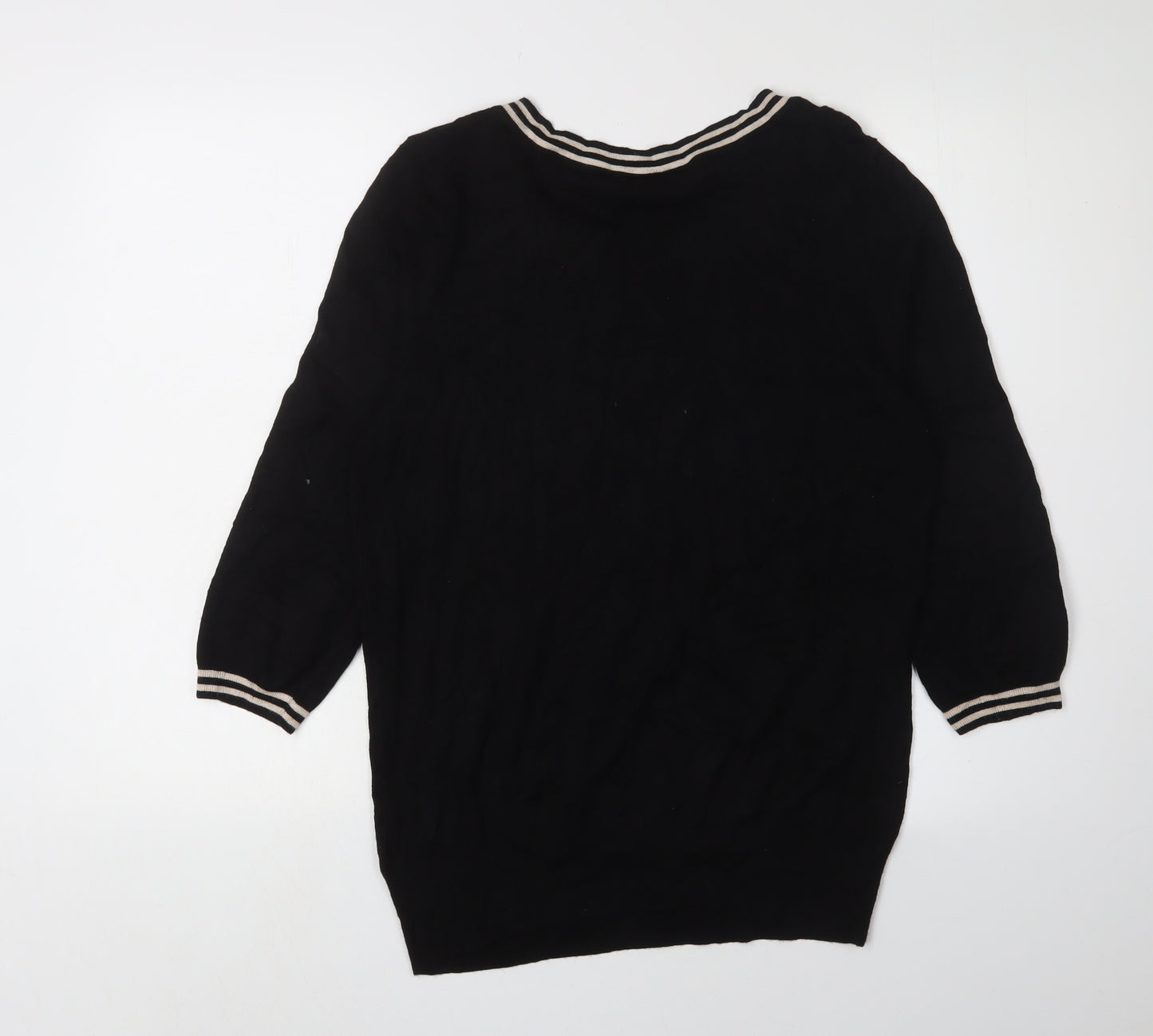 Wallis Women's Black Pullover Jumper, Size 16, 3/4 Sleeves