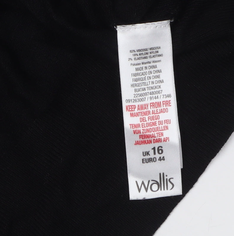 Wallis Women's Black Pullover Jumper, Size 16, 3/4 Sleeves