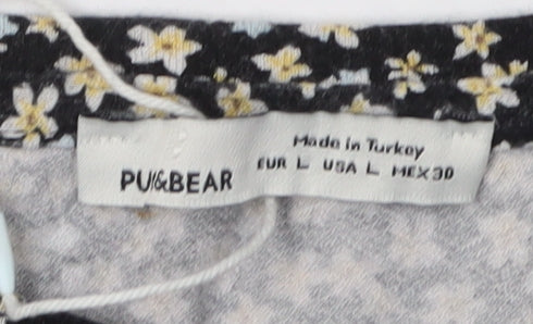 PUG & BEAR Women's Black Floral Shift Dress L