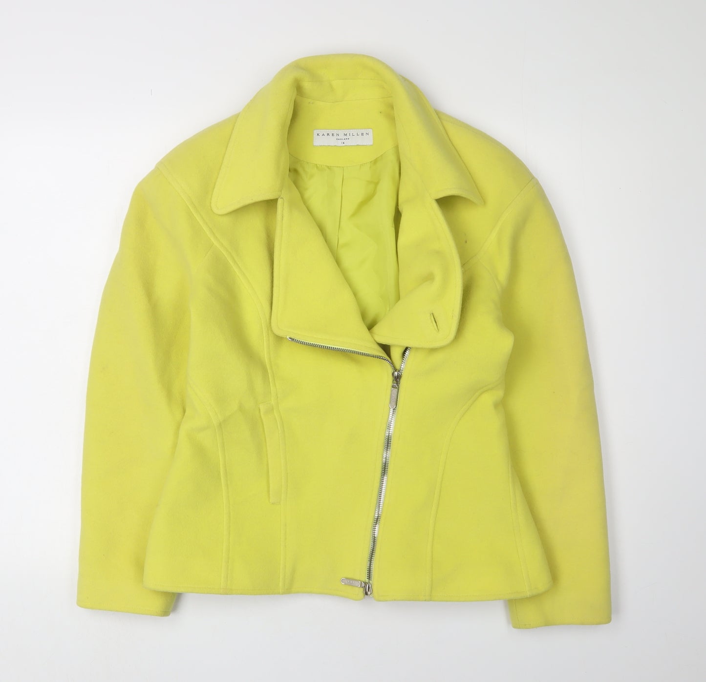 Karen Millen Women's Yellow Motorcycle Jacket Size 14