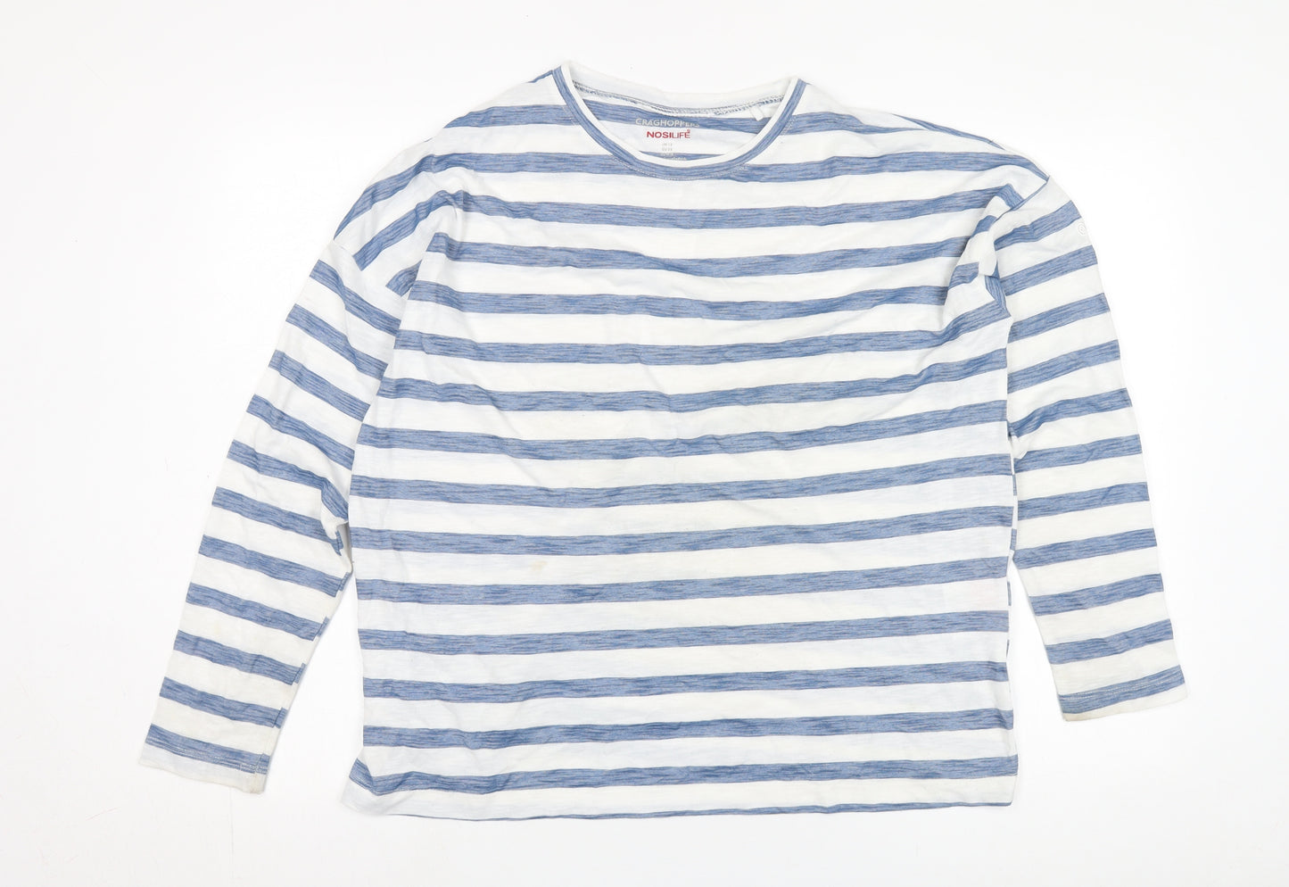 Craghoppers Unisex White Blue Striped Long Sleeve T-Shirt