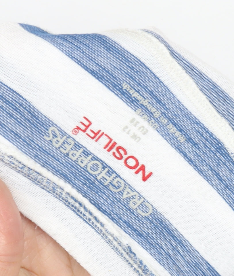 Craghoppers Unisex White Blue Striped Long Sleeve T-Shirt