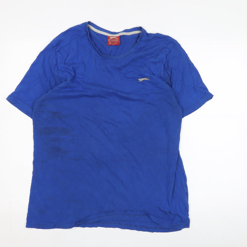 Slazenger Men's Blue Crew Neck Logo T-Shirt - UK L