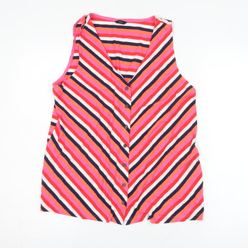M&Co Women's Pink Striped Button-Up Tunic Size 14