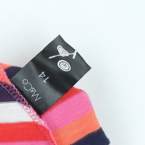 M&Co Women's Pink Striped Button-Up Tunic Size 14