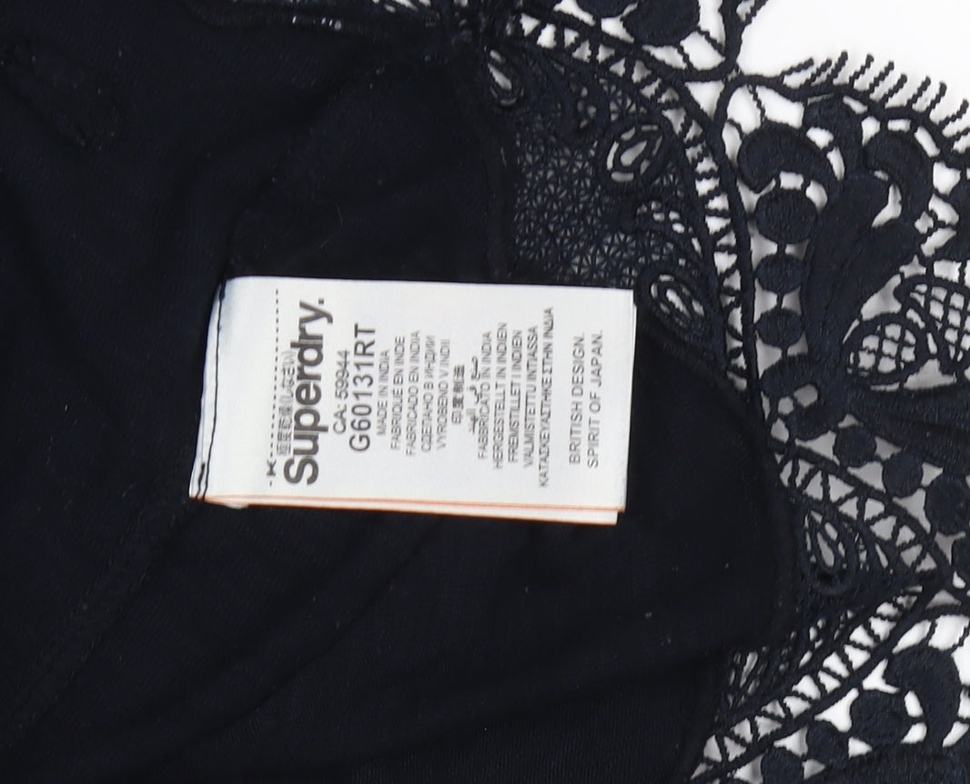 Superdry Women's Black Lace Tank Top - Size M