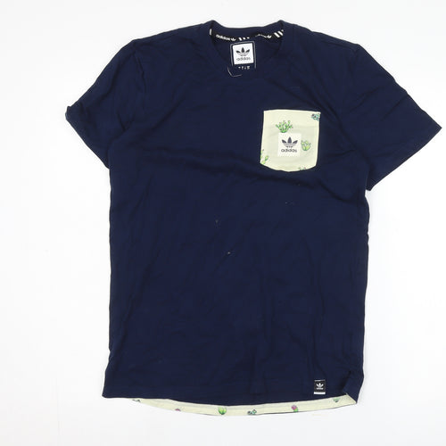 Adidas Blue Casual T-Shirt, Unisex S, Crew Neck