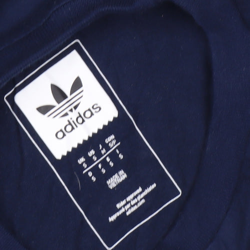 Adidas Blue Casual T-Shirt, Unisex S, Crew Neck